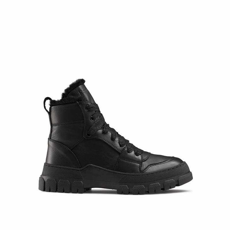 Russell & Bromley Glacier Faux-Fur Stomper Womens Black [RUX5195DO]